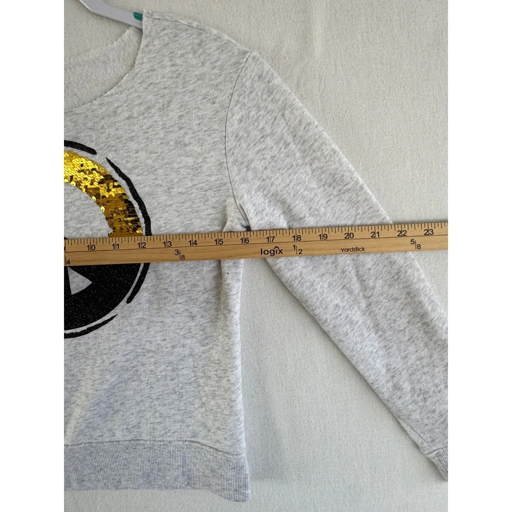 Justice Girls Gray Peace‎ Sign Sequin Sweatshirt Size 10